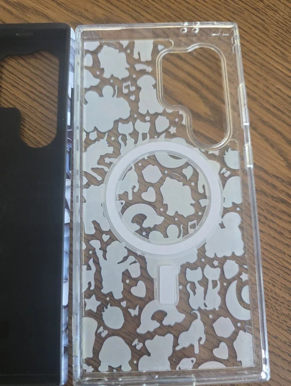 Phone Case Bundle - Black Bat Pattern & Clear Rainbow Sticker Design